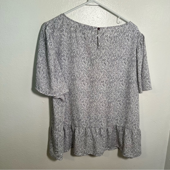 Apt. 9 Ruffle Peplum Top Vintage Waves White Black XL - Picture 7 of 12